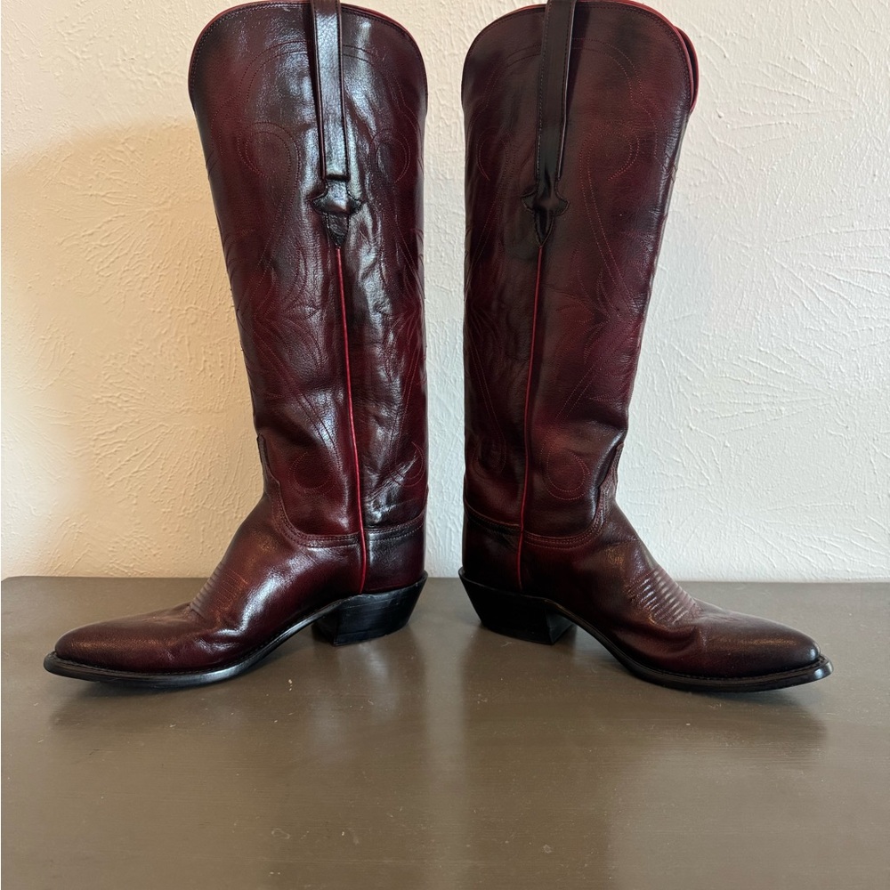 Lucchese Burgundy Heeled Boots